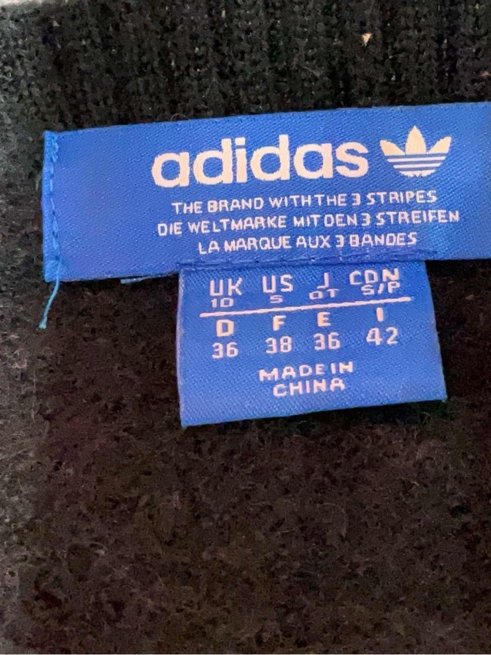 adidas Black Cropped Trefoil Wool Sweater with White Logo Small - Picture 7 of 8
